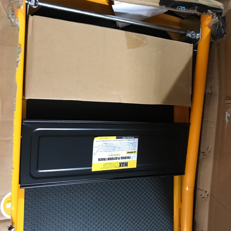 Photo 4 of MaxWorks 80876- Foldable Platform Truck Push Dolly 330 lb. Weight Capacity Black and Yellow 28.75" x 18.75" x 33"