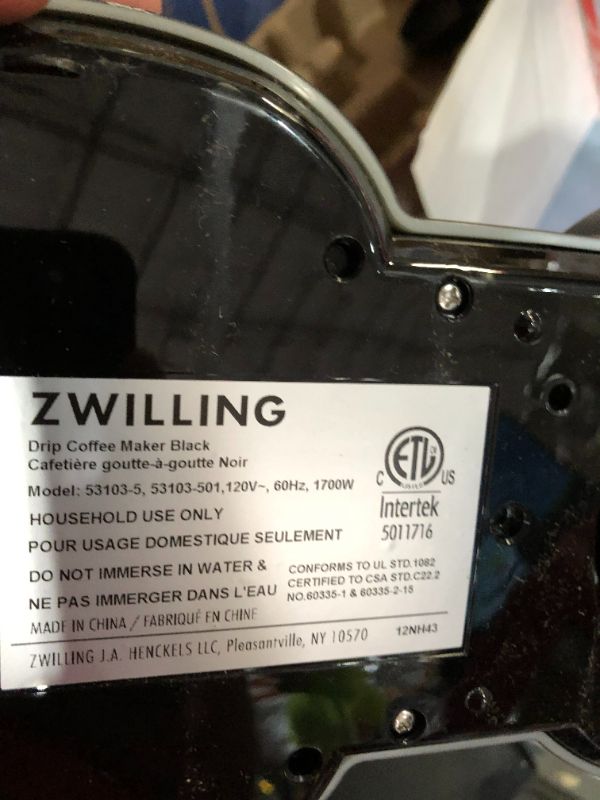 Photo 3 of ZWILLING Enfinigy Glass Drip Coffee Maker 12 Cup- Black