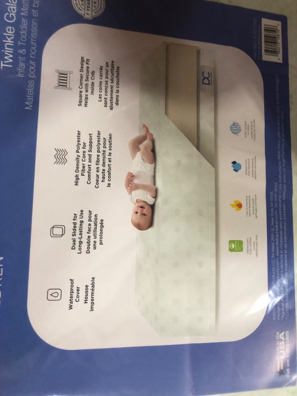 Photo 2 of Delta Children Twinkle Galaxy Dual Sided Crib and Toddler Mattress - Premium Sustainably Sourced Fiber Core - Waterproof - GREENGUARD Gold Certified (Non-Toxic) - 7 Year Warranty - Made in USA