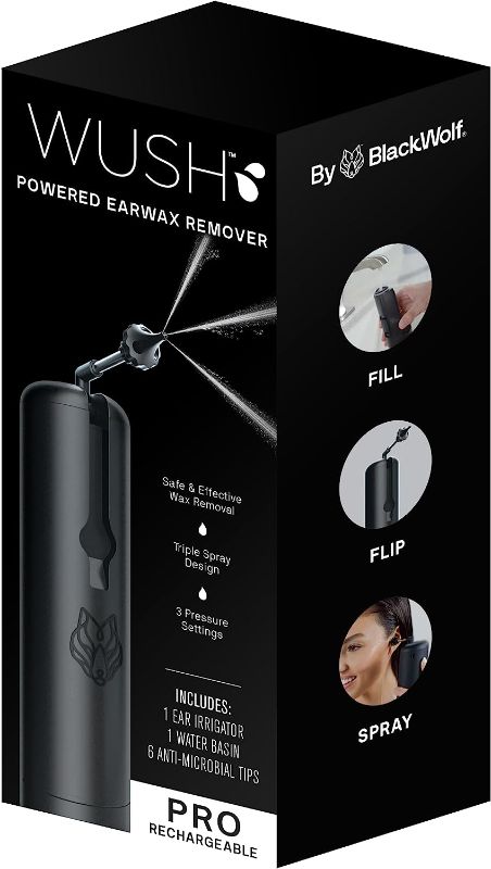 Photo 1 of *UNTESTED* Wush Pro By Black Wolf - Water Powered Ear Cleaner- Electric Triple Jet Stream with 3 Pressure Settings