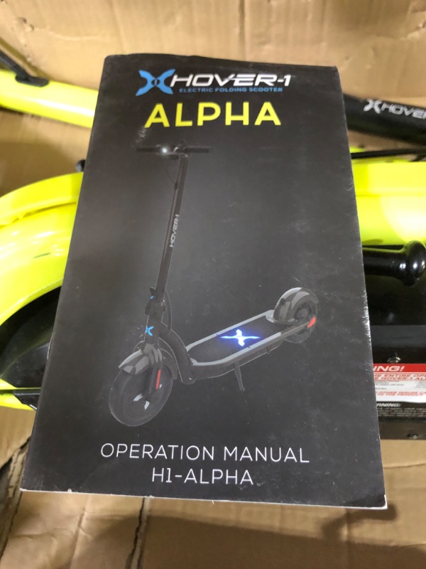 Photo 3 of ***FOR PARTS ONLY *** 
Hover-1 Alpha Electric Scooter | 18MPH, 12M Range, 5HR Charge, LCD Display, 10 Inch High-Grip Tires, 264LB Max Weight, Cert. & Tested - Safe for Kids, Teens & Adults Yellow