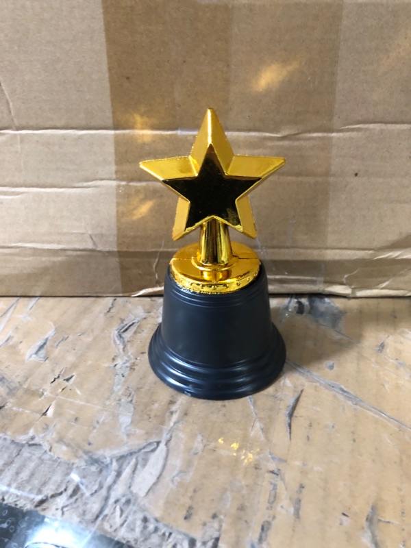 Photo 3 of 100PCS Mini Star Trophy Awards 4.5 Inch Gold Award Trophies Participation Trophy Plastic Trophy for Adults Kids Classroom School Party Favors Rewards Winning Prizes Competitions Goodie Bags Event