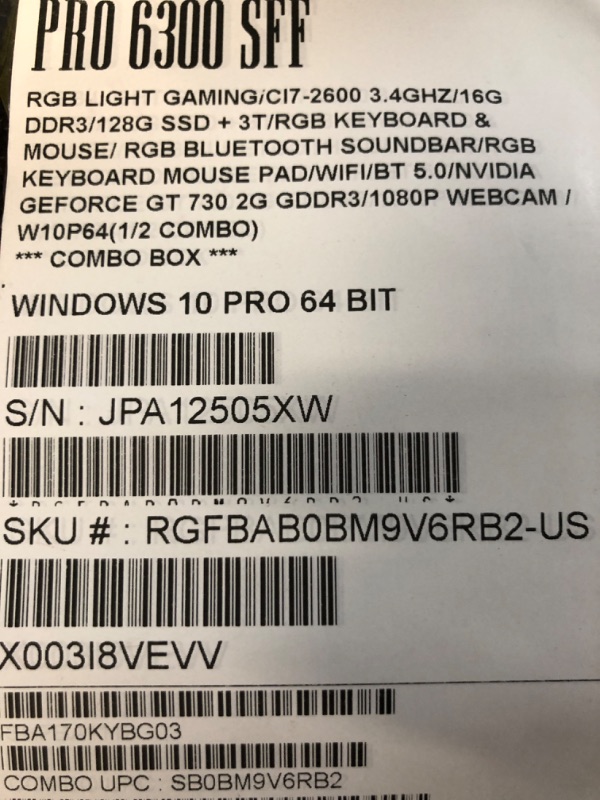 Photo 3 of ***FOR PARTS ONLY SEE NOTES*** 
HP RGB Lights Gaming Desktop Combo I7 up to 3.8GHz,16G,128G SSD+3T,GeForce GT 730 2G GDDR5,New 24" 1080P LED,WiFi,BT 5.0,RGB BT SoundBar,RGB Keyboard&Mouse&Mouse Pad,Webcam 1080P,W10P64(Renewed) RGB with 24" FHD LED