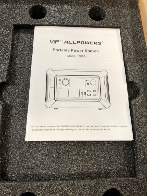 Photo 2 of **FOR PARTS ONLY**
ALLPOWERS 299Wh 600W Portable Power Station R600, LiFePO4 Battery Backup 