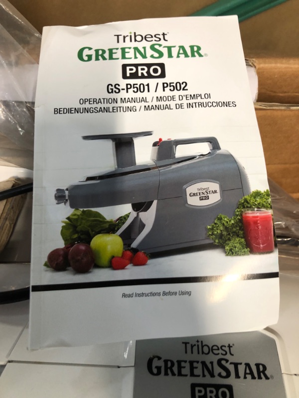 Photo 4 of **FOR PARTS ONLY
Tribest Greenstar GS-P501-B Pro Jumbo Slow Masticating Juicer, Twin Gear Cold Press Juicer and Juice Extractor, White