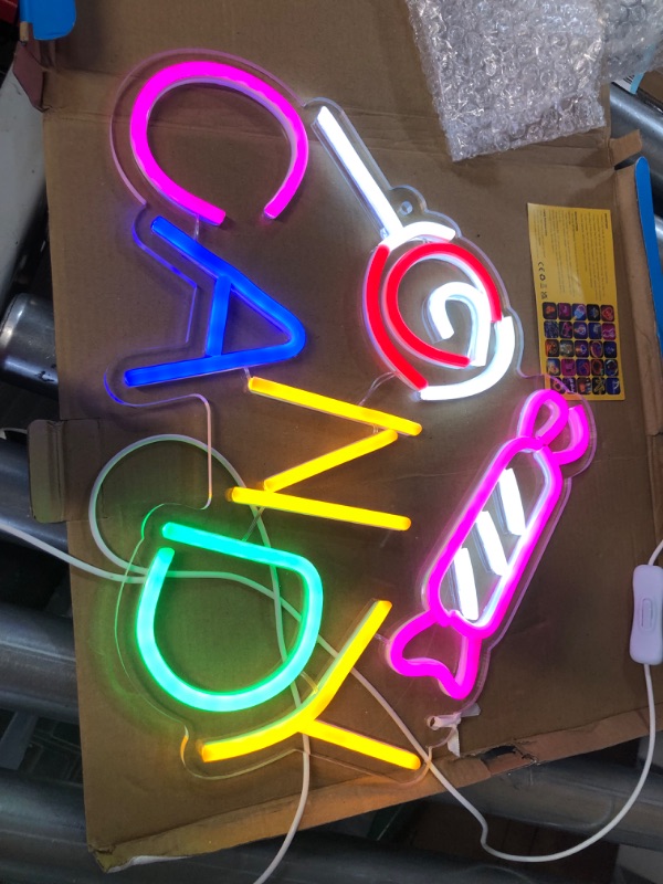 Photo 2 of Candy Neon Sign for Candy Shop Wall Decor 