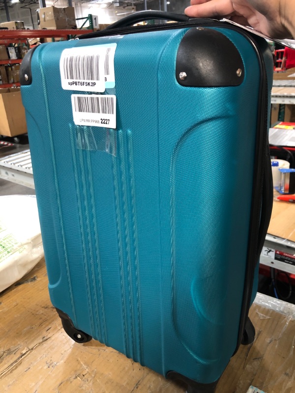 Photo 2 of **DENTED** Travelers Club Chicago Hardside Expandable Spinner Luggage, Teal, 20" Carry-On Teal 20" Carry-On