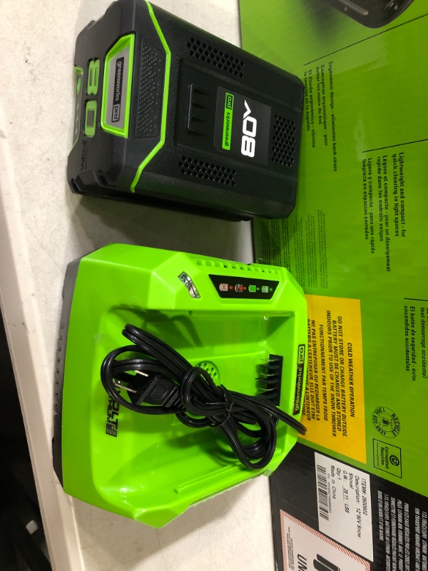 Photo 4 of **POWER SUPPLY FAULTY** Greenworks PRO 80V 12-Inch Cordless Snow Shovel, 2.0 AH Battery Included