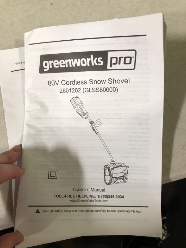 Photo 1 of **POWER SUPPLY FAULTY** Greenworks PRO 80V 12-Inch Cordless Snow Shovel, 2.0 AH Battery Included