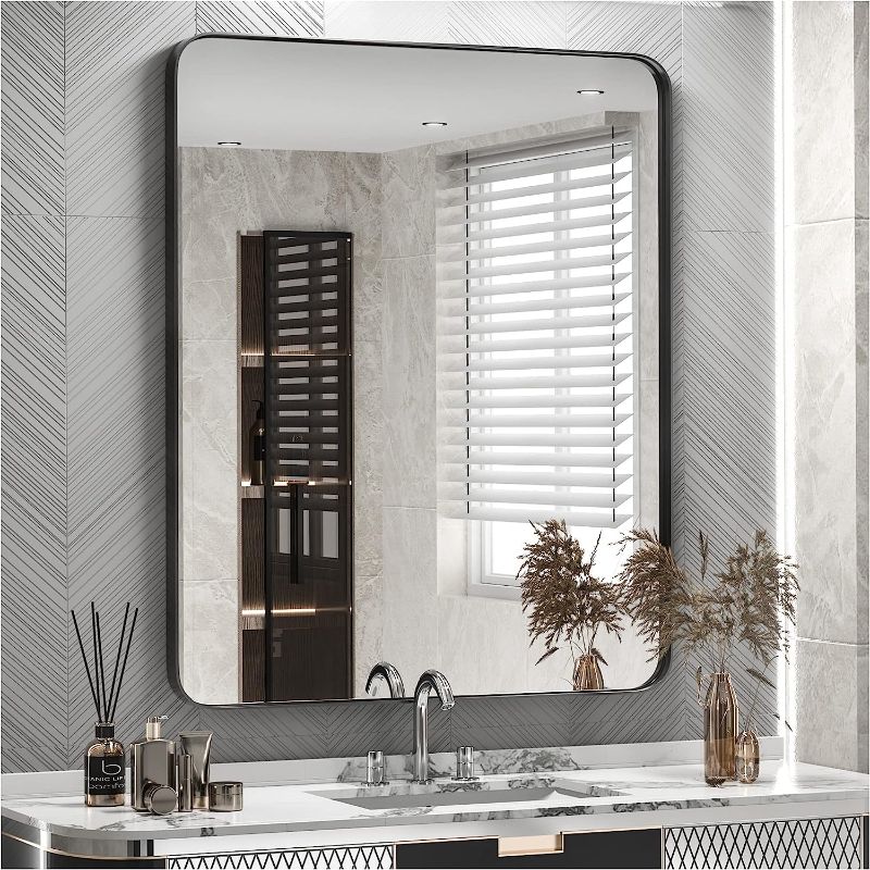 Photo 1 of 
TokeShimi 40 x 30 Inch Wall Mirror for Bathroom Black Metal Frame Decorative Rectangular
