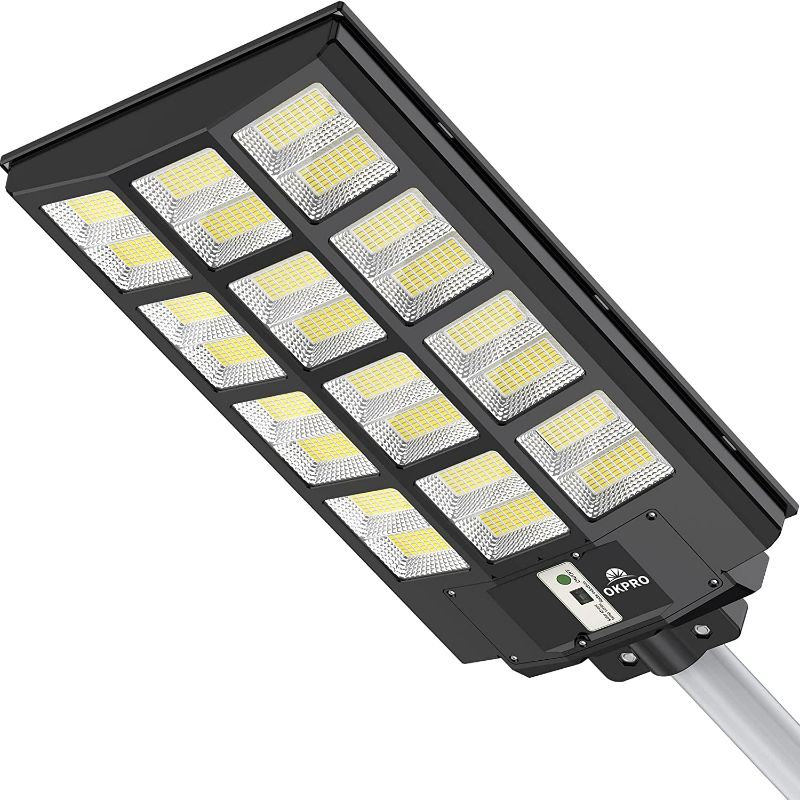 Photo 1 of 
OKPRO Solar Street Lights Outdoor - 1200W Solar Parking Lot Lights, 7000K LED