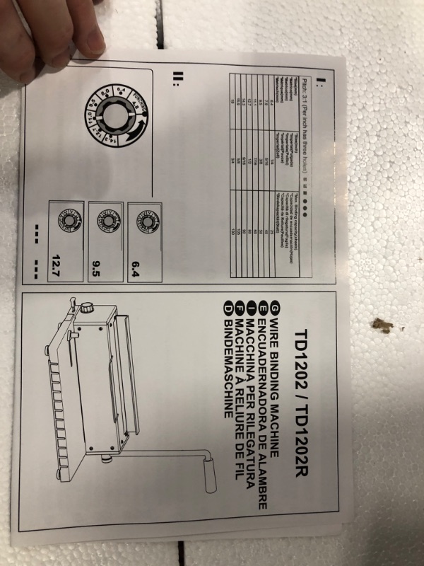 Photo 2 of Rayson TD1202R Binding Machine, 3:1 Pitch Wire Binding Machine, Round Holes, Punch 12 Sheets/Bind 120 Sheets with Sturdy Metal Construction