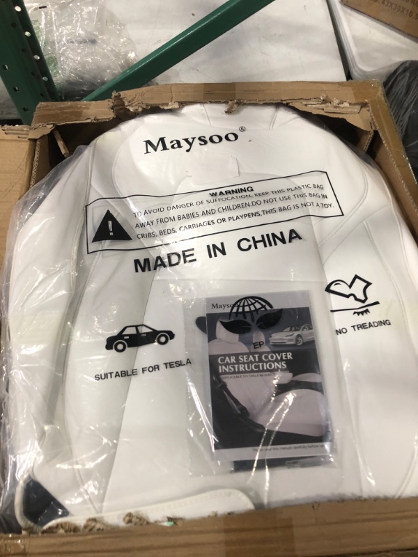 Photo 3 of Maysoo Tesla Seat Covers Model Y White Car Seat Covers(White-Organosilicon,Model Y(Full Set)) White Organosilicon model Y(full set)