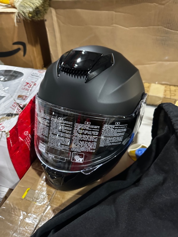 Photo 2 of Milwaukee Helmets MPH9814DOT 'Breeze' Flat Black Advanced Motorcycle Modular Helmet for Men and Women Biker w/Drop Down Visor - Medium Medium Flat Black