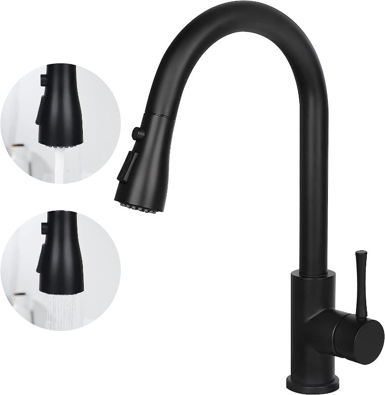 Photo 1 of 
KANONEY Kitchen Faucet with Pull Out Sprayer Matte Black High Arc Single Handle Stainless Steel Kitchen Sink Faucet with Pull Down Sprayer 3-Function Modern...