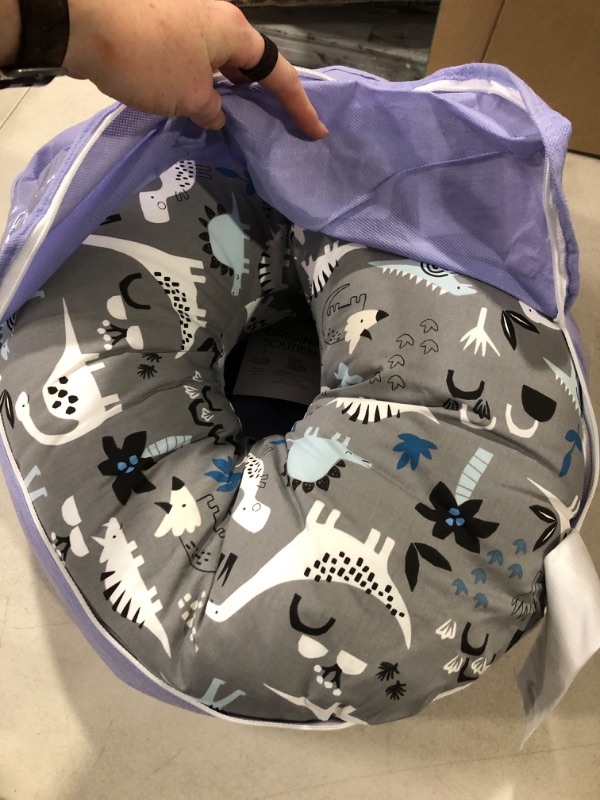 Photo 2 of Boppy Nursing Pillow and Positioner—Original | Gray Dinosaurs with White, Black and Blue | 