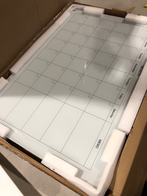 Photo 1 of TOWON 36 x 24 Inch Glass Calendar Dry Erase Board 