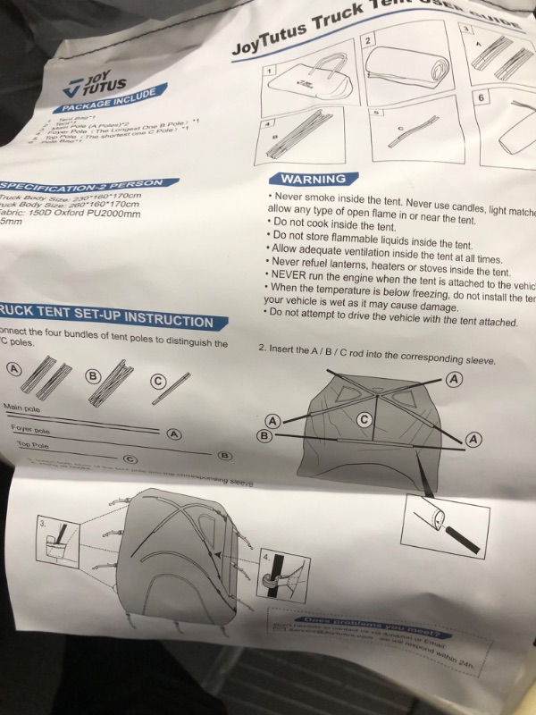 Photo 4 of JoyTutus Pickup Truck Tent, Waterproof PU2000mm Double Layer 