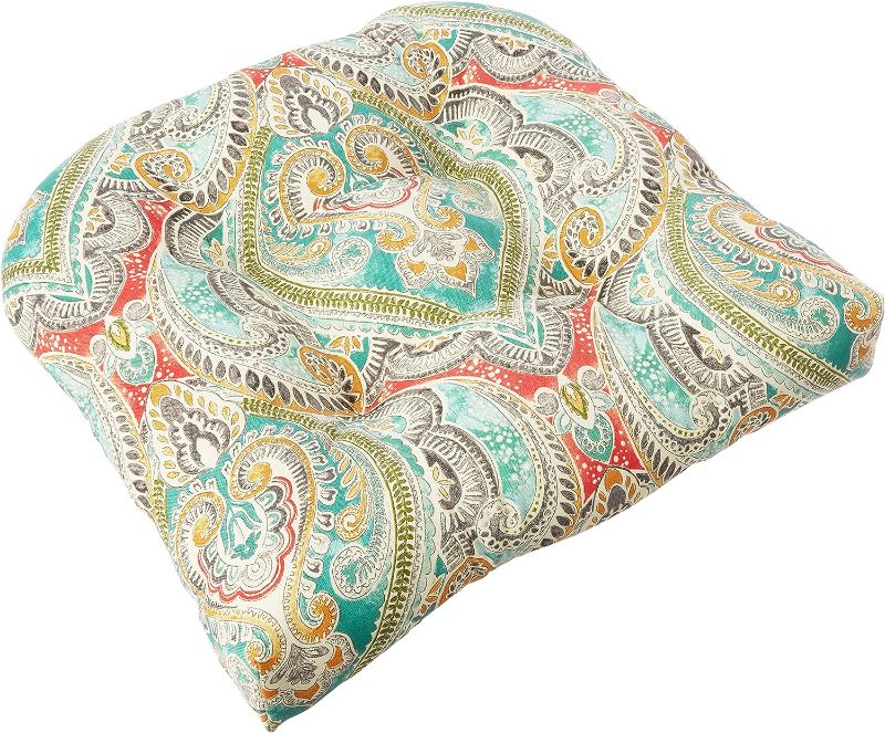 Photo 1 of 
Pillow Perfect Paisley Outdoor Wicker Patio Seat Cushion Reversible, 