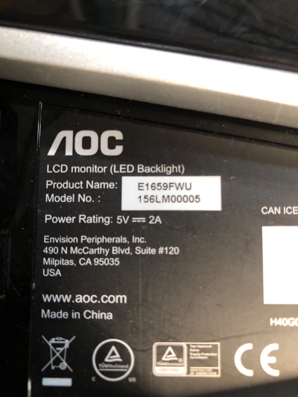 Photo 4 of AOC Recertified 15.6In USB 3 Monitor