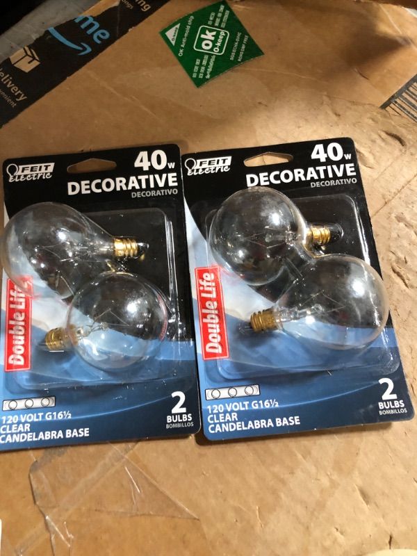 Photo 2 of 40-Watt G16.5 E12 Incandescent Light Bulb, Soft White 2700K (2-Pack)