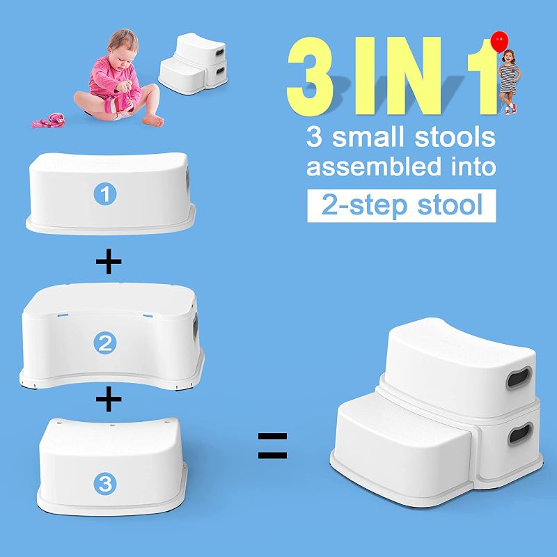 Photo 1 of 
Glamore 2 Step Stool for Kids,Anti-Slip Sturdy Toddler Two Step Stool for Toilet Potty Training, Bathroom,Kitchen,Bathroom Sink,White