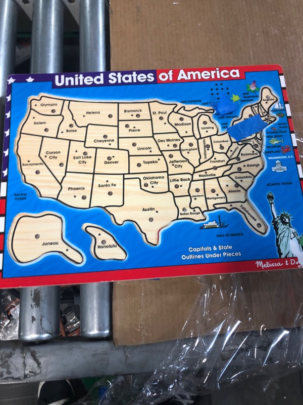 Photo 3 of Melissa & Doug USA Map Sound Puzzle - Wooden Puzzle With Sound Effects (40 pcs), 