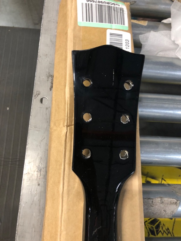 Photo 2 of Alnicov Electric Guitar Neck DIY For Gibson LP Guitars Parts Replacement 22 Fret Maple Neck Rosewood Fretboard with White Trapezoid Dots Inlay Black Gloss 1