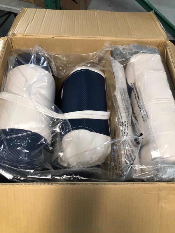 Photo 1 of DeckMate High Back Folding Boat Seats - 2 pack - Light Gray and Blue (g2-FS30-200)