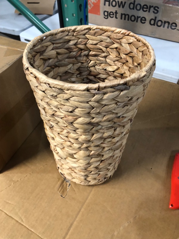 Photo 2 of *SEE NOTES MANTEIV Waste Basket Woven - Water Hyacinth Storage Rustic Boho Decor Basket - Home Office Paper Wastebasket Garbage Container Bin for Living Room Bedroom Bathroom Kitchen Set