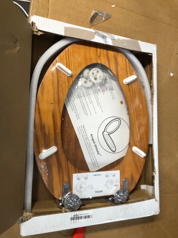 Photo 1 of *SEE NOTES Angel Shield Wood Toilet Seat Elongated with Soft Close,Easy Clean,Quick-Release Hinges(Elongated,Wood) Elongated-18.5" Wood