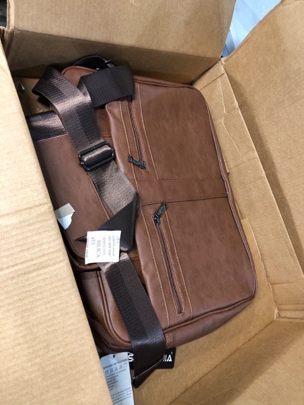 Photo 1 of seyfocnia Men's Leather Messenger Bag, 17.3 Inches Laptop Briefcase Business Satchel Computer Handbag Shoulder Bag for Men (Brown) Brown-17.3inch