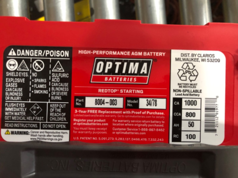 Photo 2 of Optima Batteries 8004-003 34/78 RedTop Starting Battery & Batteries OPT8014-045 8014-045 D34/78 YellowTop Dual Purpose Battery