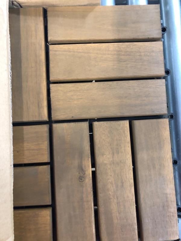 Photo 3 of Acacia Wood Interlocking Deck Tiles for Outdoor/Indoor - 12"x12"