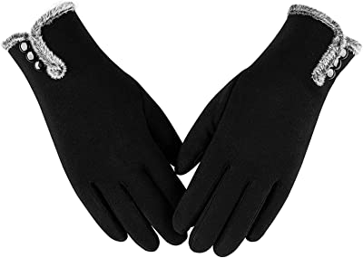 Photo 1 of Womens Winter Warm Gloves With Sensitive Touch Screen Texting Fingers, Fleece Lined Windproof Gloves