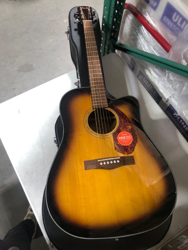 Photo 2 of (READ NOTES) Fender Squier Dreadnought Acoustic Guitar - SA-150 Sunburst + Leather Case 