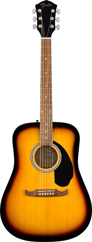 Photo 1 of (READ NOTES) Fender Squier Dreadnought Acoustic Guitar - SA-150 Sunburst + Leather Case 