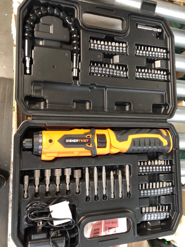 Photo 2 of ***Does not hold a charge***
ENERTWIST Cordless Screwdriver Set with 82 Accessory Kit
