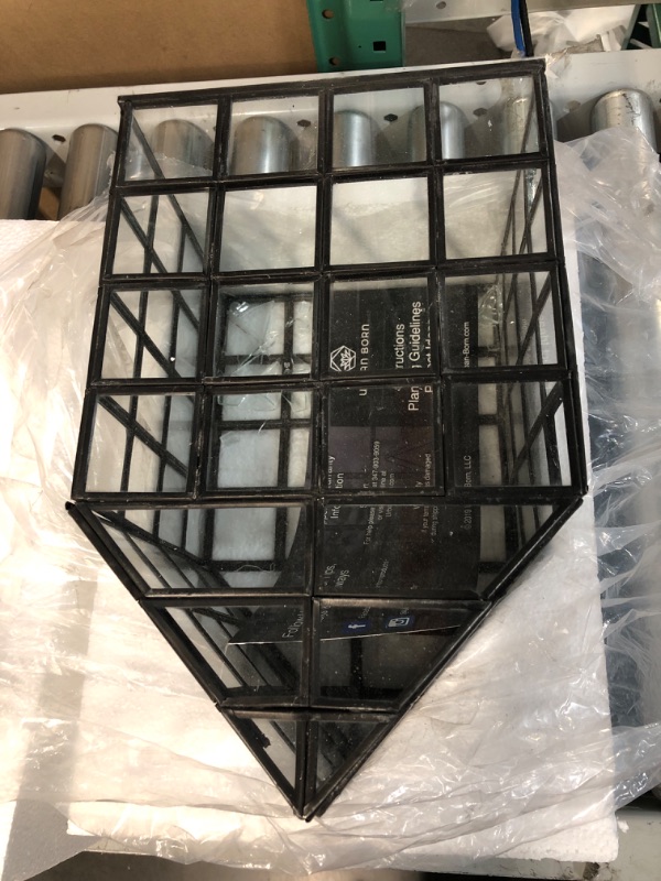 Photo 2 of *DAMAGED* Urban Born Grid Greenhouse Large Glass Terrarium — 12" x 8" x 8" (Black Steel) ( 2x2 glass panels broken x3)