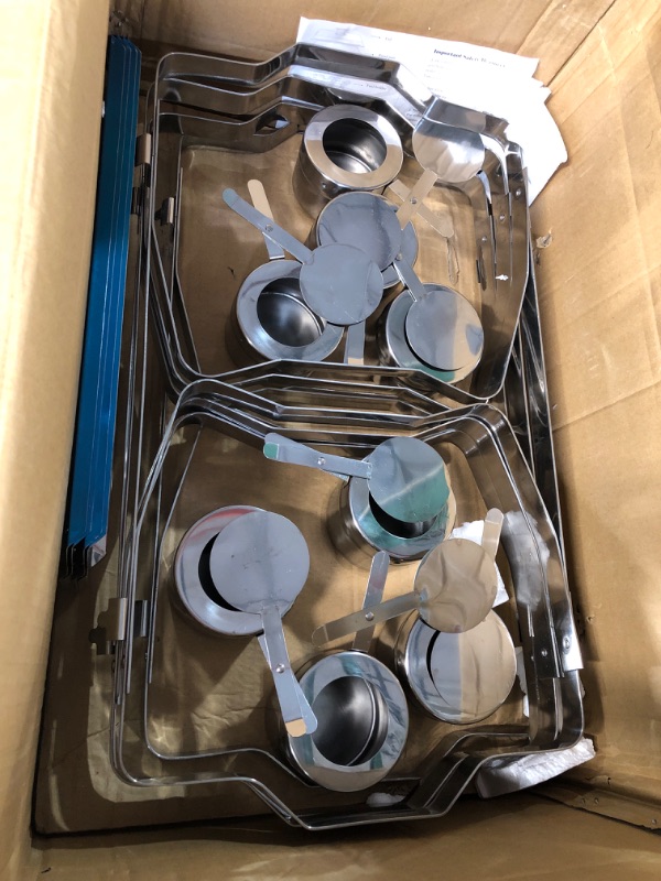 Photo 1 of *GENTLY USED* IMACONE 4 Pack Chafing Dish Buffet Set, 8QT Stainless Steel Rectangular Chafers and Buffet Warmer, with Food & Water Pan, Lid, Foldable Frame, Fuel Holder 