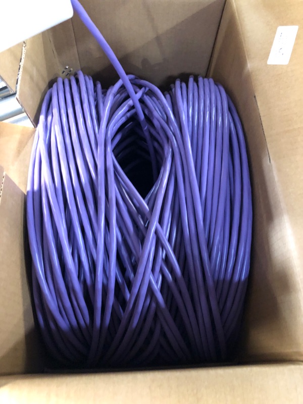 Photo 2 of 550MHZ CAT6 Plenum Cable 1000ft Blue, 23AWG 4Pair, Purple 