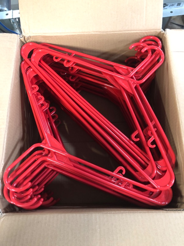 Photo 2 of (READ NOTES) Plastic Clothes Hangers  (60 PACK - RED)