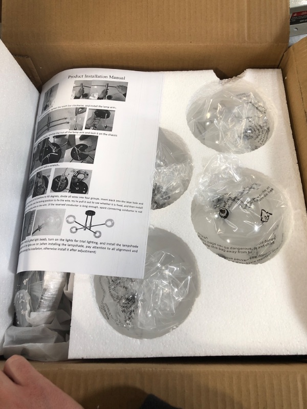 Photo 2 of (READ NOTES) Semi Flush Mount Glass Chandelier, Chandelier Mid-Century Pendant Lighting Adjustable 