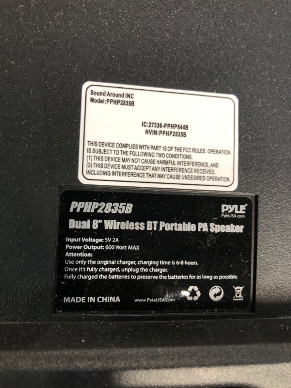 Photo 4 of SEE NOTES**
Pyle Portable Bluetooth PA Speaker System & Pyle-Pro Includes 15ft XLR Cable to 1/4'' 