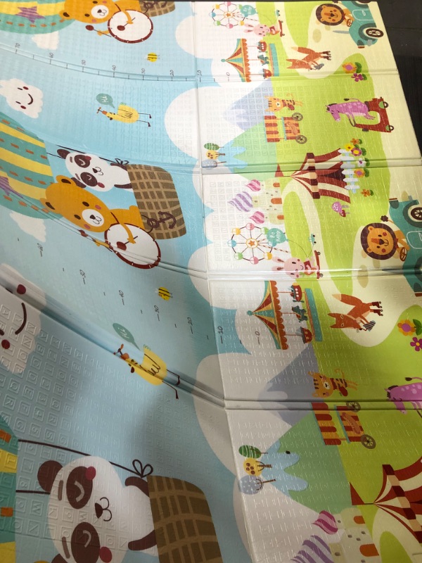 Photo 2 of Baby Play Mat, 79 x 71 x 0.4 Inch Folding Baby Crawling Mat, Waterproof Reversible Playmat(Animal Party)