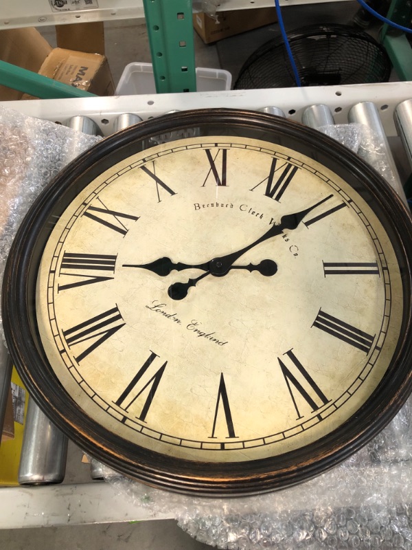 Photo 1 of [USED] Bernhard Products Large Decorative Wall Clock 20 Inch Rustic Brown