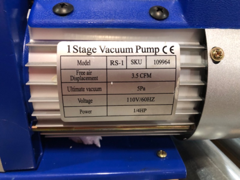 Photo 2 of [USED] VIVOHOME Vacuum Pump with Oil Bottle blue