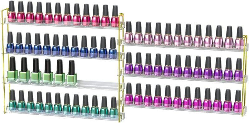 Photo 1 of JACKCUBE DESIGN Gold frame Nail Polish Wall Mount Rack 7 Tiers up to 84 bottles