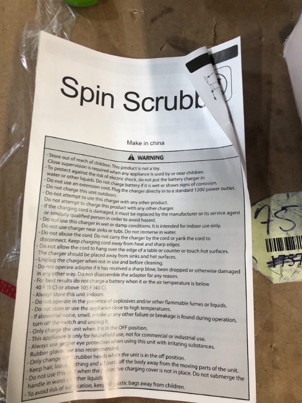 Photo 3 of **SEE NOTES**
Electric Spin Scrubber, 360 Cordless Spin Scrubber with 5 Brush Heads & Adjustable Extension Handle, Power Shower Brush 
