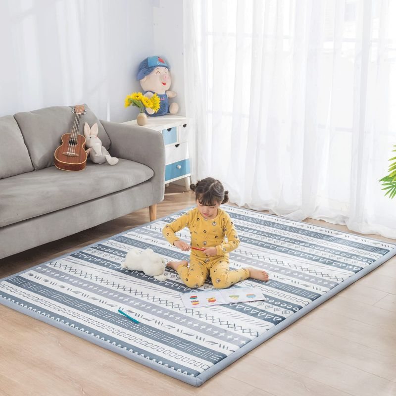 Photo 1 of Loartee Striped Thick Nursery Rug - 1" Moroccan Geometric Pattern Color Area Rug